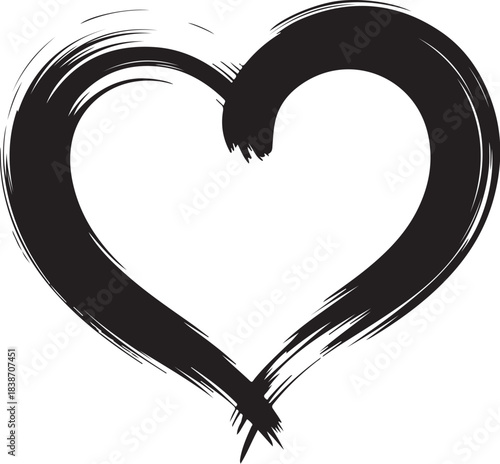 Black ink brush stroke heart symbol love