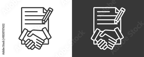 Contract Enforcement Icon Set Vector Collection Isolated In Black And White