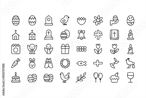 Spring holiday icon set for Easter graphics, church promotions, seasonal decor, and celebration themes