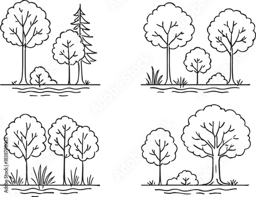 Minimal Tree and Forest Line Drawings for CAD Projects