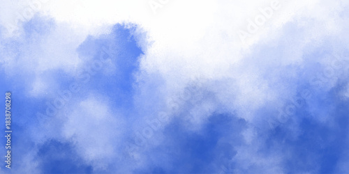Abstract white and blue isolated cloud cumulus clouds. blue aquarelle painted realistic fog or mist smoky textured canvas design. White and ash messy wall stucco texture background.	