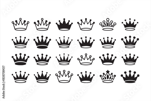 Vector royalty icons showcasing crowns, jewels, crests, and noble emblem concepts