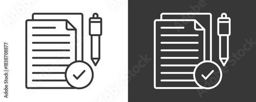 Contract Verification Icon Set Vector Collection Isolated In Black And White