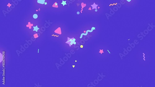 ハート・星・音符などのカラフルでハッピーなアニメーション　バウンド　ループ