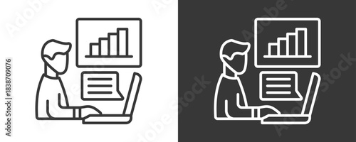 Monitoring Icon Set Vector Collection Isolated In Black And White