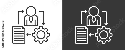 Process Icon Set Vector Collection Isolated In Black And White