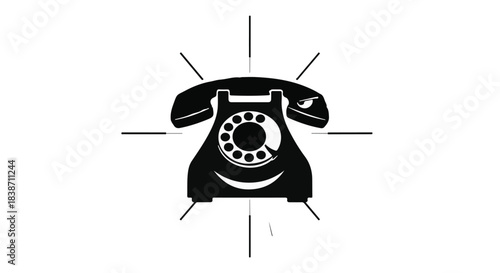 Retro telephone with radiating lines, symbolizing communication and connection