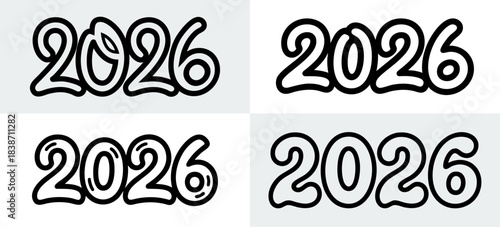 2026 Typography Collection Black White Numbers Set
