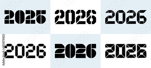 2026 Number Typography Different Font Styles Set
