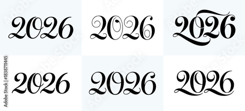 2026 Number Collection Various Typography Styles