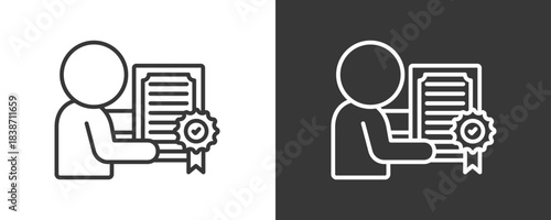 Certification Icon Set Vector Collection Isolated In Black And White