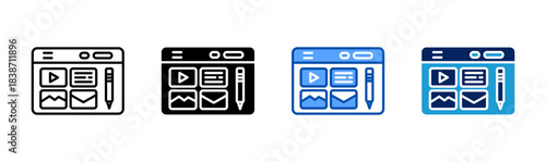 content icon set multiple style collection