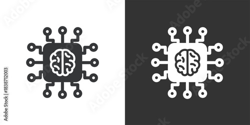Brain Chipset icon. Solid glyph series icon