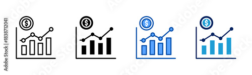 profit icon set multiple style collection