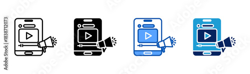 video marketing icon set multiple style collection
