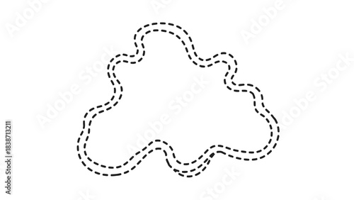 Double dashed irregular closed line forming an outline on a white background