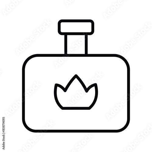 Simple line art icon of a bottle with a crown emblem