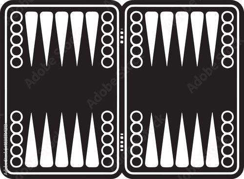Backgammon board game illustration black and white vector design concept template