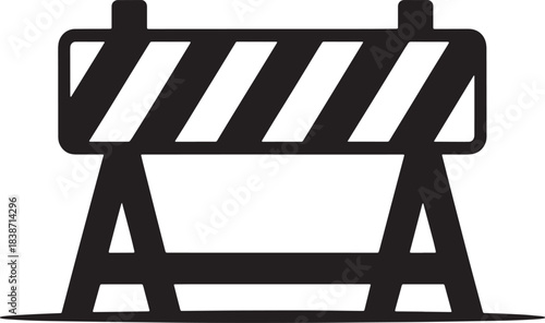 Construction barrier vector image sign for road work site restriction area
