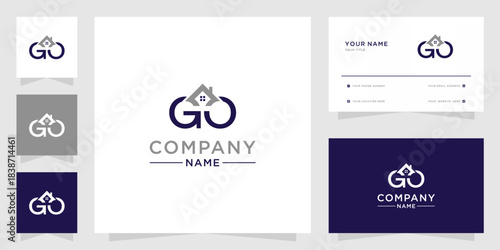 Modern GO Lettermark Logo with House Icon for Real Estate Business Branding