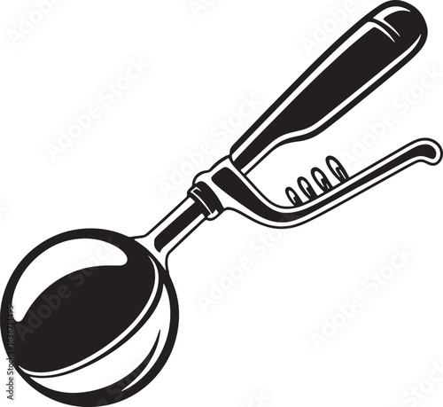 Ice cream scoop tool kitchen utensil culinary refreshment delicious dessert snack vector
