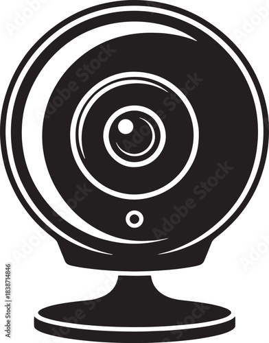 Webcam silhouette black front view electronic device for video calls vector icon