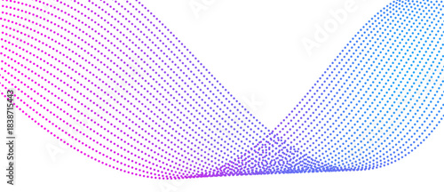 Wave lines flowing dynamic colorful blue pink isolated on white background. AI technology, digital, communication, science, and music concept