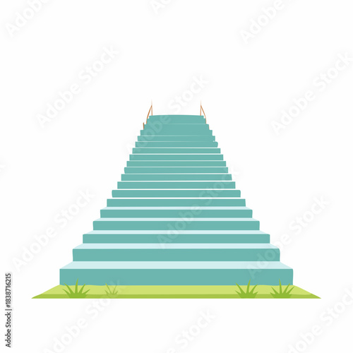 Ancient Pyramid Structure Standing Tall on Lush Green Grassy Field Illustration