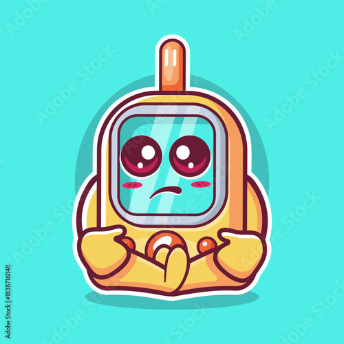 funny glucose meter mascot with sad expression isolated cartoon in flat style design