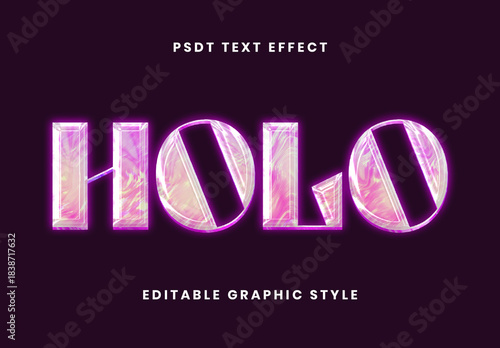 Pink Holographic Neon Blur Text Effect Reflective Shiny Font