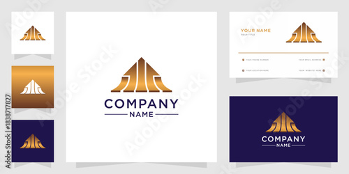 Modern Golden Abstract Architectural Logo with Branding