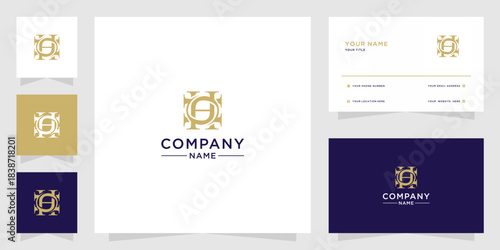 luxury HO letter logo design and business card