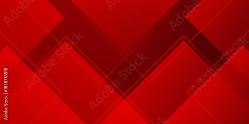 Abstract red geometric background with overlapping transparent shapes forming symmetrical angular patterns.