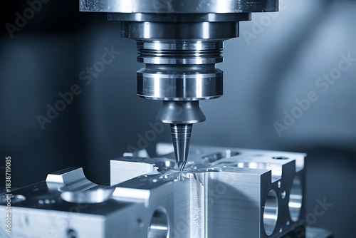 CNC Milling Machine Creating a Metal Part manufacturing