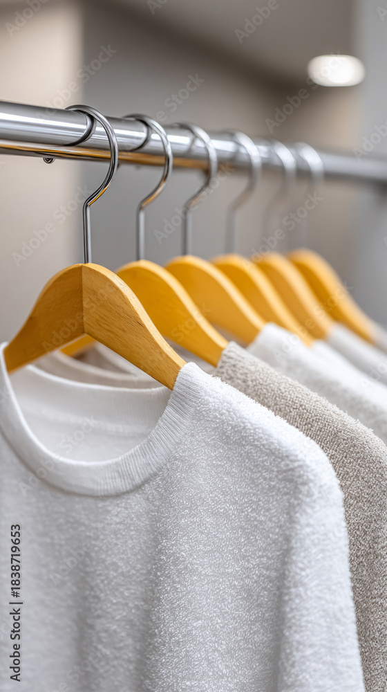 Obraz premium Modern industrial laundry room with clean hanging garments