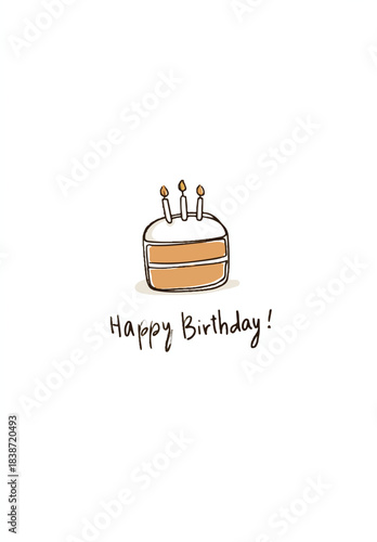 Happy Birthday Cake: A charming illustration featuring a delightful cake adorned with lit candles, accompanied by the festive message Happy Birthday.