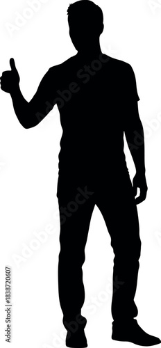 Silhouette of a man giving a thumbs up gesture indicating approval or success