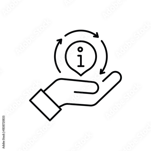 get or share information  icon  info faq exchange  hand guide concept  assistance  help  editable stroke vector illustration
