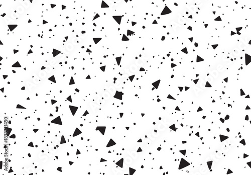 Geometric sprinkle design: a captivating pattern of scattered black geometric shapes, which could add a unique background for artistic, design, and stylish purpose.