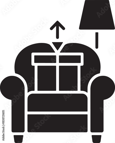 Illustration Of Armchair With Boxes And Lamp Representing Furniture Delivery Service