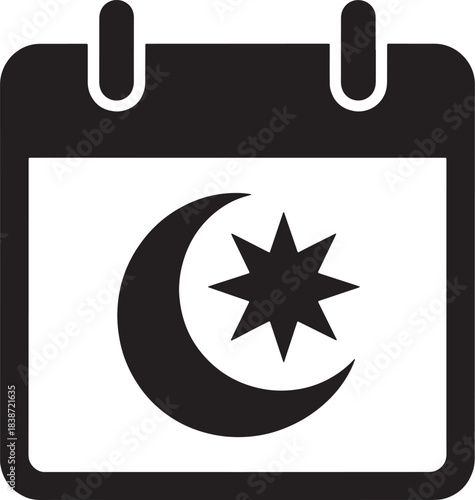 Islamic calendar vector graphic design for ramadan and muslim events in grayscale