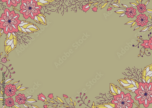 Olive Floral Botanical Border Frame