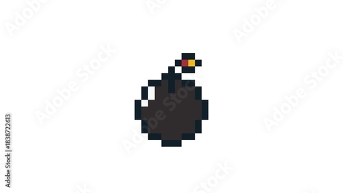 8-bit pixel art rpg game bomb icon. looped animation 4k 30fps