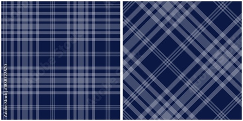 Navy Blue Plaid Seamless Patterns Collection
