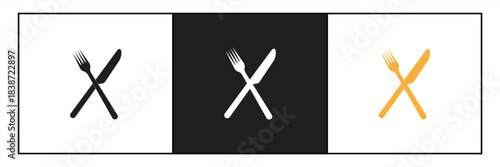 Simple icon of Crossed Fork and Knife Representing Clean and Minimalist Style Restaurant or Food Service Concept, vector illustration