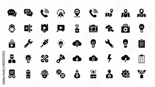 Collection of modern vector icons representing various concepts and services, ideal for digital platforms and design projects