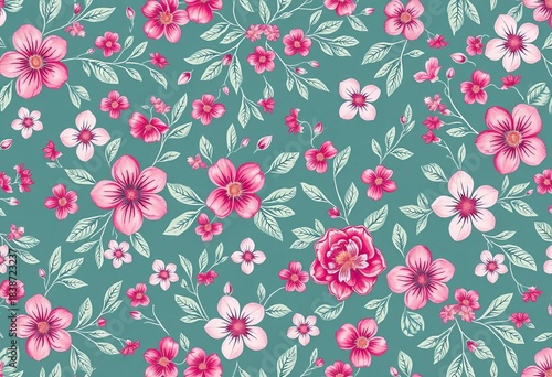 Delicate hand-drawn floral pattern, intricate blooms and leaves forming a continuous background,  floral,  drawing