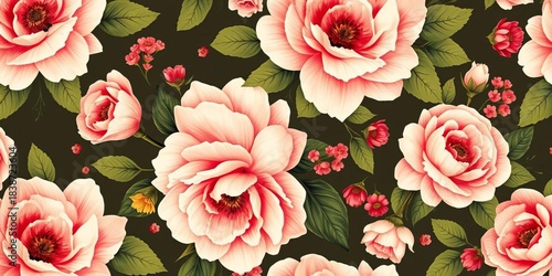 Elegant vintage floral bouquet seamless vector pattern, perfect for wallpaper and fabric, art nouveau, elegant