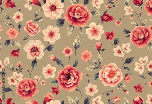 Elegant vintage floral seamless vector pattern in muted tones, perfect for wallpaper and textile , textile, pattern