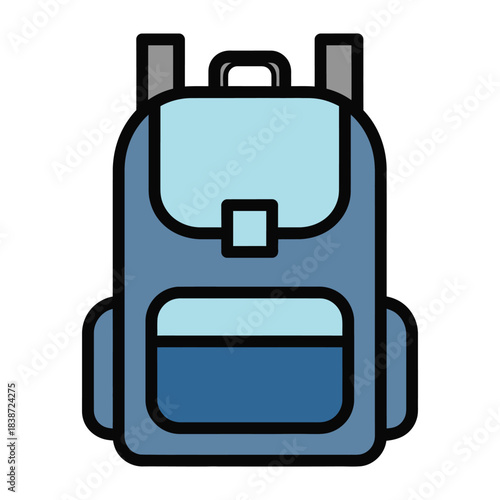 Simple blue backpack illustration for everyday use and school isolated on white background, Vector, illustration